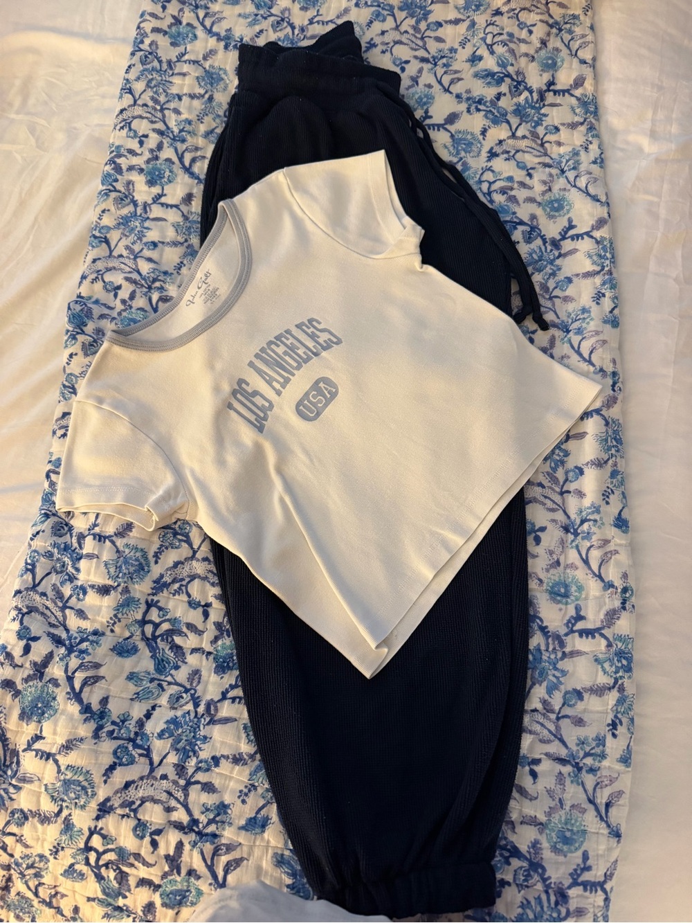 Brandy Melville White Los Angeles USA Ringer Tee